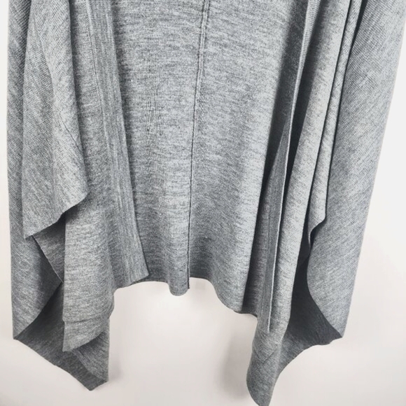 REBECCA MINKOFF MILANO CAPE HEATHER GREY OPEN FRONT CARDIGAN SWEATER WOOL OS NWT - Picture 5 of 10